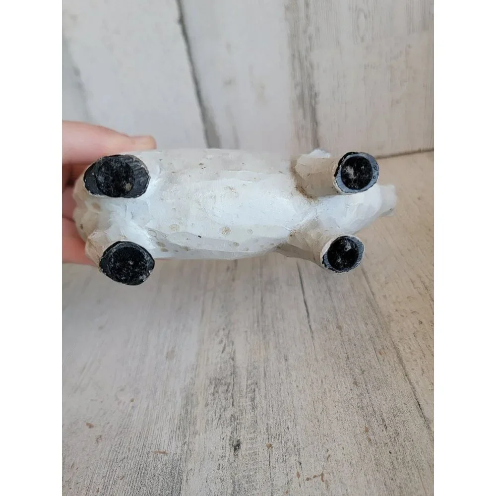 Rustic pig wooden farm animal home decor vintage unique white - Picture 7 of 7